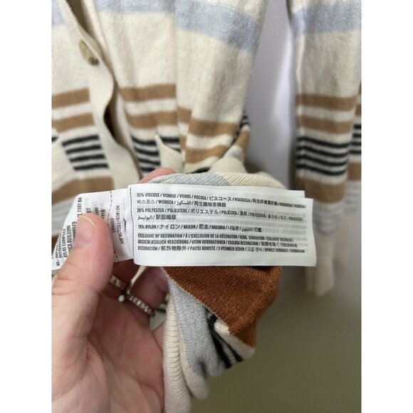 Abercrombie & Fitch Striped Cardigan Grandpacore Sweater Brown Cream Medium - Picture 4 of 10